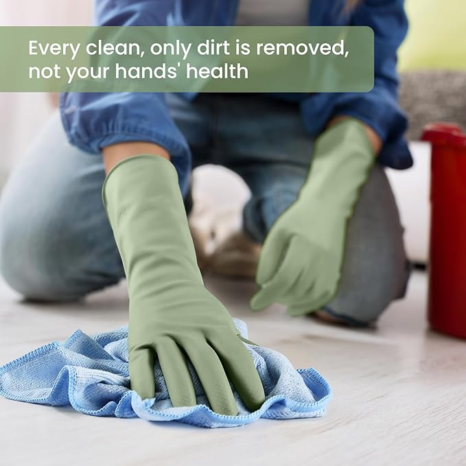 Rubber Cleaning Gloves for Dishwashing, 12 Pairs Reusable Kitchen Gloves for Washing Dishes and Household Cleaning, Colorful Gloves with Flocked Lining and Non-Slip Grip, Perfect for Women Men - S
