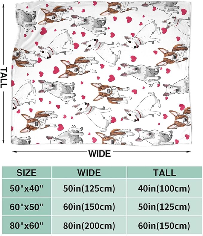 Tijuboni Bull Terrier Throw Blanket Dog Gifts for Girls Boys Women Men Kids Adults Soft Flannel Fleece Blanket for Couch Sofa Bed Home Decor 60"x80"
