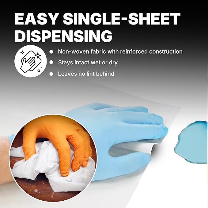 Lint Free Cleaning Towels, Heavy Duty Cleaning Cloths, Lint Free Wipes, Cleaning Cloths for House & Industrial Use, Disposable Cleaning Rags, Pack of 100 Sheets 9" x 17" (White) 26020