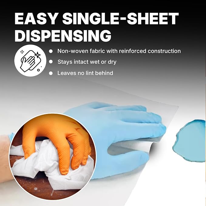26029 Prep Wipe WHITE Lint Free Cleaning Towels Pack of 300 Sheets, 10" x 14" (1 Box) - Multi-purpose, Reusable, Perforated, Industrial Grade Perforated Sheets