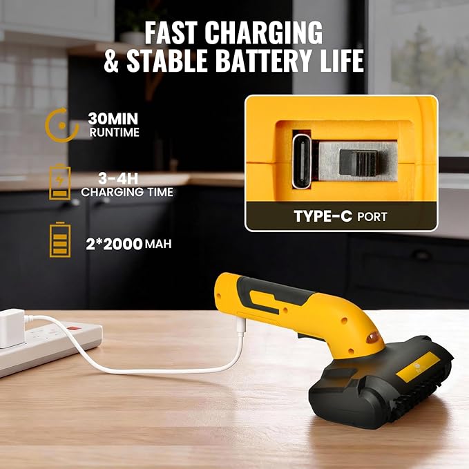 Electric Grill Brush, Grill Cleaner with LED Light & Battery Power Display, 350 RPM Shed-Free Steel Bristles, Removable Brush Head, Cordless & Type-C Rechargeable Grill Scraper for Outdoor BBQ