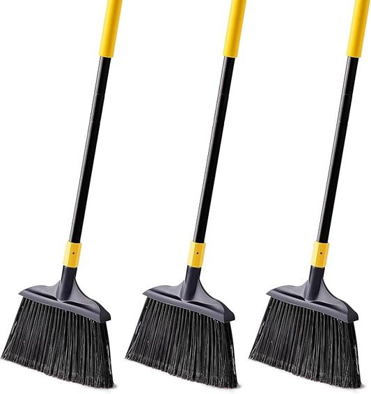 Yocada Commercial Broom Outdoor Indoor Commercial 3 PCS for Courtyard Garage Lobby Mall Market Floor Home Kitchen Room Office Pet Hair Rubbish 54Inch