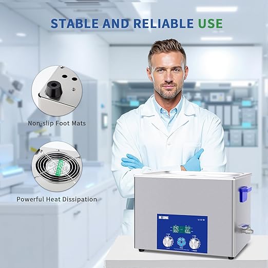 DK SONIC Ultrasonic Cleaner 37L 720W, Ultrasonic Carburetors Cleaner with Intelligent Mechanical Timer, Heater &Power Adjustable Function for Carburettors, Motorbike Engines, Chains