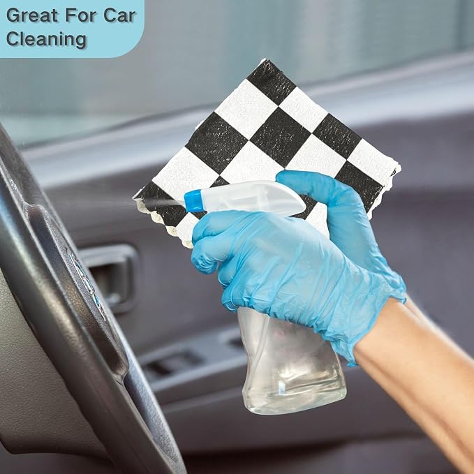 Checkered Black06 Kitchen Towels Dish Cloths Set of 6 Microfiber Cleaning Cloths for Cars Super Absorbent Machine