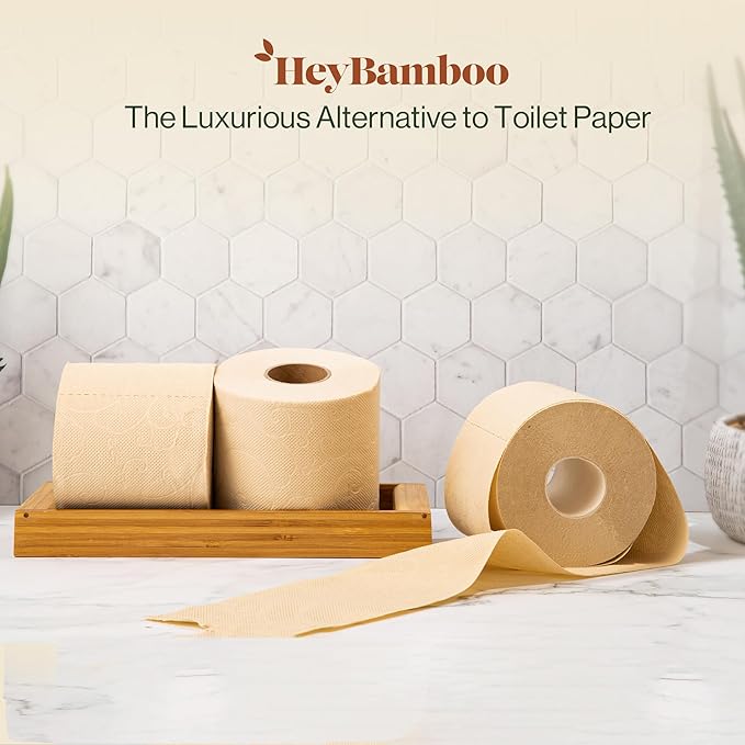 12 - HeyBamboo 100% Bamboo 3-Ply Toilet Paper, Ubleached, Non Toxic, 12 Double Rolls, 360 Sheets, FSC Certified, Soft & Strong, Pack of 12, Plastic-Free