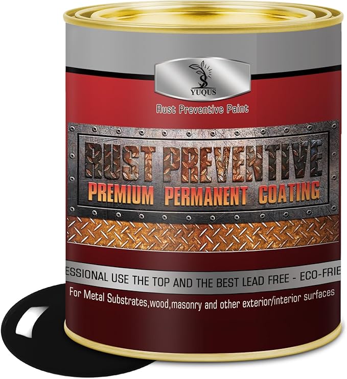 Metal Anti-Rust Paint Black, High Gloss 32 Fl oz, Metal Primer and Protective Coating, Protects All Metals in Marine and Undercoating in Automotive & Snow-Handling Vehicles