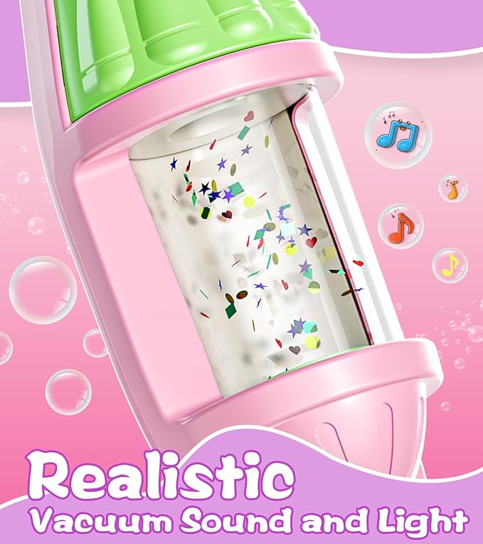 Toddler Vacuum Toy That Works with Lights & Sounds, Pretend Play Toy Vacuum for Toddlers 3-5 Years Old, Baby Vacuum for Boys, Girls, Kids Vacuum Cleaner Cleaning Toys with Spray Bottle, 2 Towels