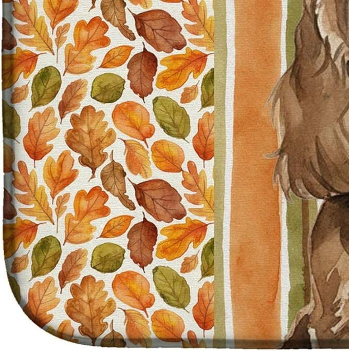 Caroline's Treasures Chocolate Cocker Spaniel Heirloom Fall Dish Drying Mat Absorbent Dish Drying Mat Pad for Kitchen Counter Dish Drainer Mat for Countertop, 14 x 21", Multicolor