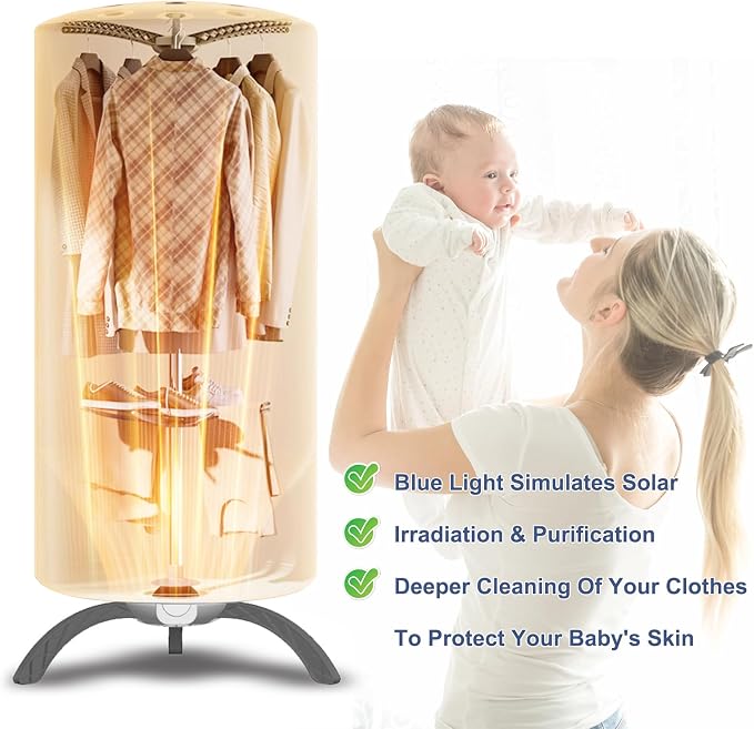Portable Clothes Dryer, 900W Fast Drying & Large Load Capacity for Laundry and Shoes - Compact Mini Dryer Machine for Travel, Apartments, RV, Dorm Beige