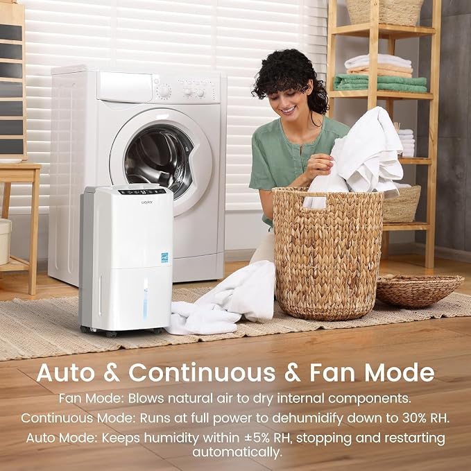 Waykar 2000 Sq. Ft 34 Pints 2025 Most Efficient Energy Star Dehumidifier for Home and Basement with Auto or Manual Drainage, 0.62 Gallon Water Tank Capacity