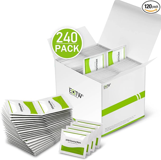 EOTW Lens Wipes for Eyeglasses, Computer Glasses Cleaner Wipes - Pre-moistened, Individually Wrapped, Pack of 240