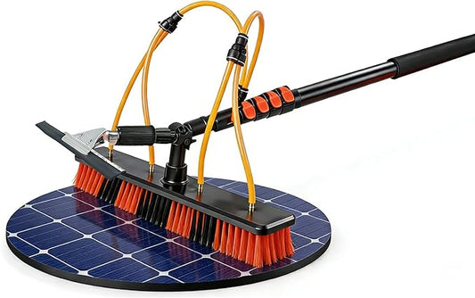 2-in-1 Cleaning Brush - 21.65" Extra-Wide Head with 4 Jets, Telescoping 15FT Water-Fed Pole with On-Hose Soap Dispenser