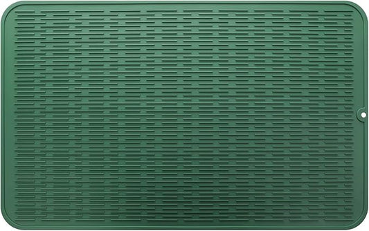 MicoYang Silicone Dish Drying Mat for Multiple Usage,Easy clean,Eco-friendly,Heat-resistant Silicone Mat for Kitchen Counter or Sink,Refrigerator or Drawer Liner Green 3XL 28 inches x 18 inches