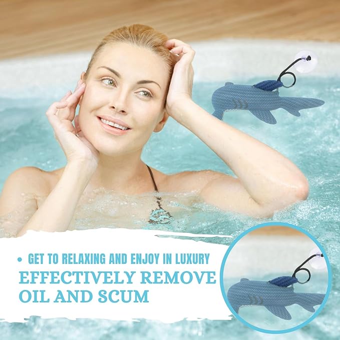 Hot Tub Scum Absorber, 2 pack Shark for Inside Surface Essential Hot Tub Accessories, Hot Tub Sponge for Scum Reusable Spa & Pool Cleaner, Hot Tub Oil Scum Absorber, Keeps Your Hot Tub Water Clean