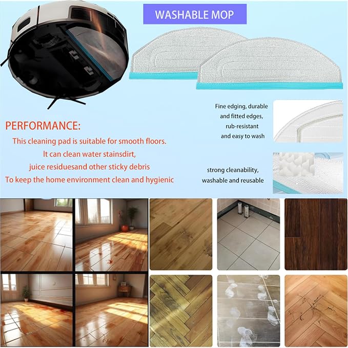 Replacement Accessories Kit for Yeedi Cube Robot Vacuum | Replacement Parts for Yeedi by ECOVACS Cube, Main Brush Side Brush Hepa Filter Mop Pads Dust Bags Cleaning Tool Spare Parts