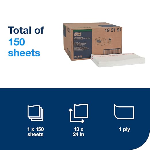Tork Odor Resistant Foodservice Cleaning Cloth White Self Dispensing, Antimicrobial, 1 x 150 Cloths, 192191