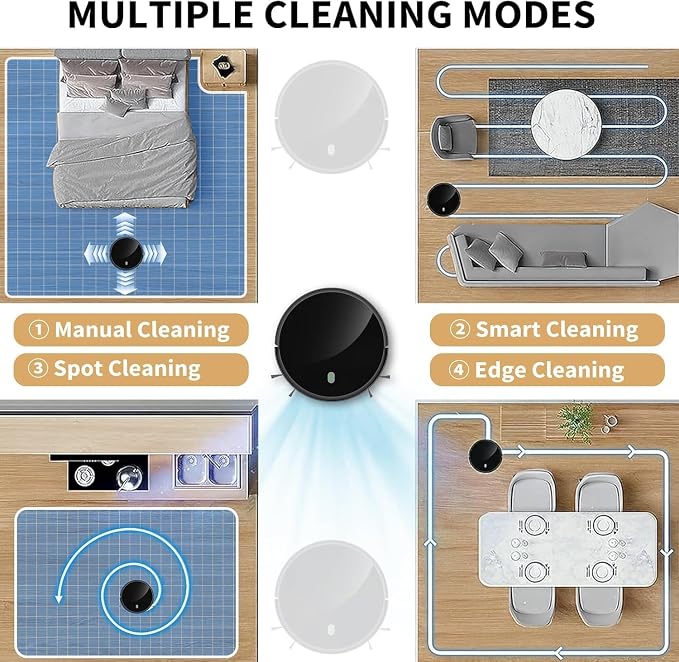 Robot Vacuum and Mop combo, 3500Pa Vacuum Cleaner Robot Navigation with high efficient roller brush, 60dB Robot Vacuum Cleaner with APP Control,Blue tooth, Ideal for Pet Hair, Carpets, Hard Floors