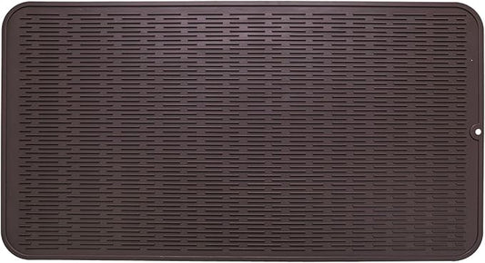 MicoYang Silicone Dish Drying Mat for Multiple Usage,Easy clean,Eco-friendly,Heat-resistant Silicone Mat for Kitchen Counter or Sink,Refrigerator or Drawer Liner Coffee 4XL 32 inches x 18 inches