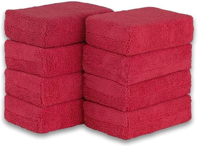 8PCS Microfibre Car Wax Applicator Pads Soft Auto Detailing Wax Sponge Rectangle Foam Car Paint Care Pad Polishing