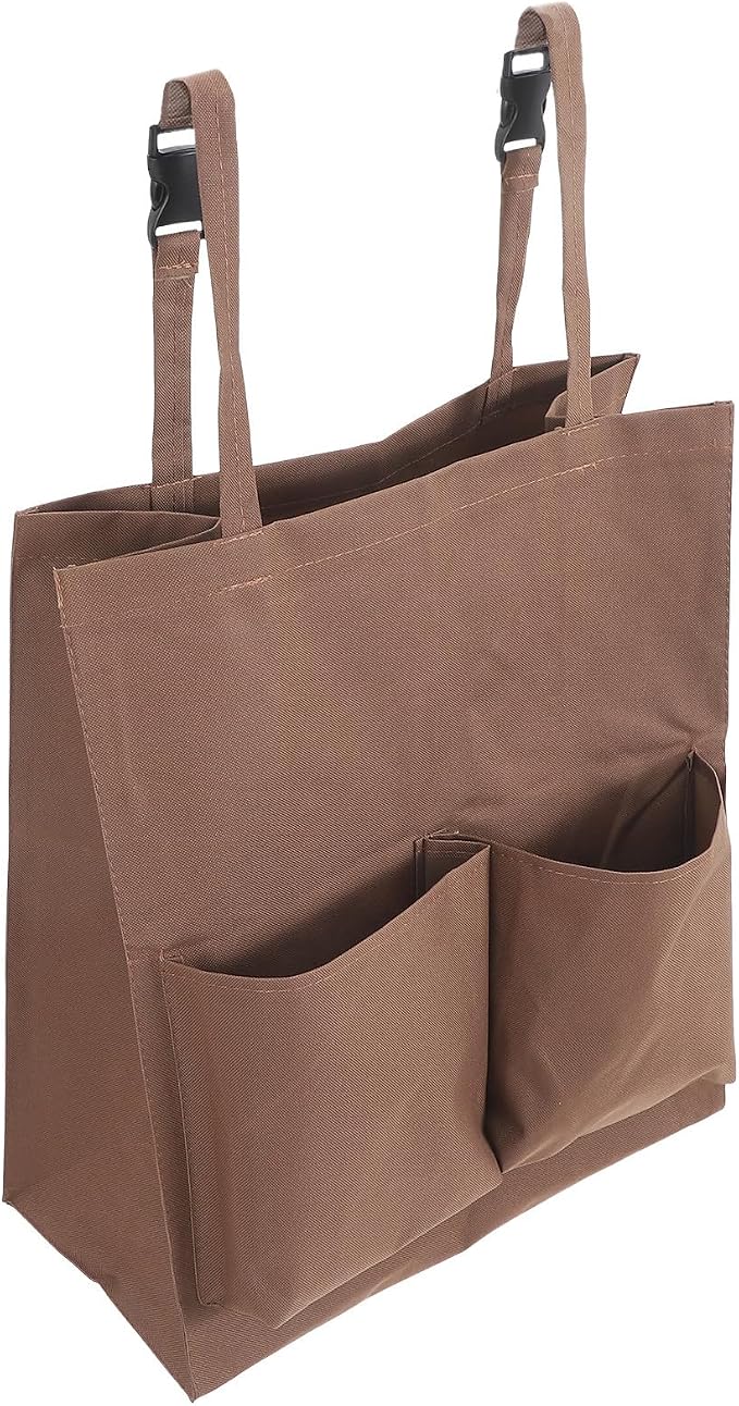 Janitorial Cart Bag Replacement for Cleaning Cart Utility Trash Collection Bag with Hooks Housekeeping Cleaning Tote for Hotel and Commercial Use Coffee 17.71X15.74X7.87In
