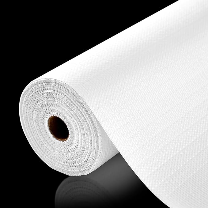 Drawer and Shelf Liner, Non-Slip Kitchen Cabinet Liners Non-Adhesive Thick Strong Grip Waterproof Washable Mats Protect Dresser Shelves Cupboard Bathroom Cabinets, White, 18 in X 20 FT