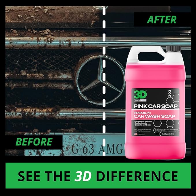 3D Bug Remover + Pink Car Soap – Exterior Cleaner & pH Balanced Car Wash Combo – 1 Gallon Each