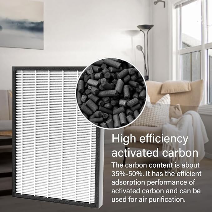 2 Set MPHELW-P339 Replacement Filter for HEAPETS P339 Air Purifier, 3-in-1, 2 Pack H13 True HEPA with High efficiency Activated carbon and 6 Pack Carbon Pre-Filter