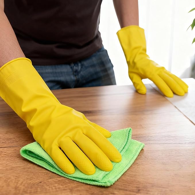 36 Pairs Rubber Dishwashing Gloves, Reusable Household Cleaning Gloves, Long Kitchen Glove for Washing Dishes, Non Slip Rubber Cleaning Glove for Dishwashing, Gardening and Home Use (Yellow)