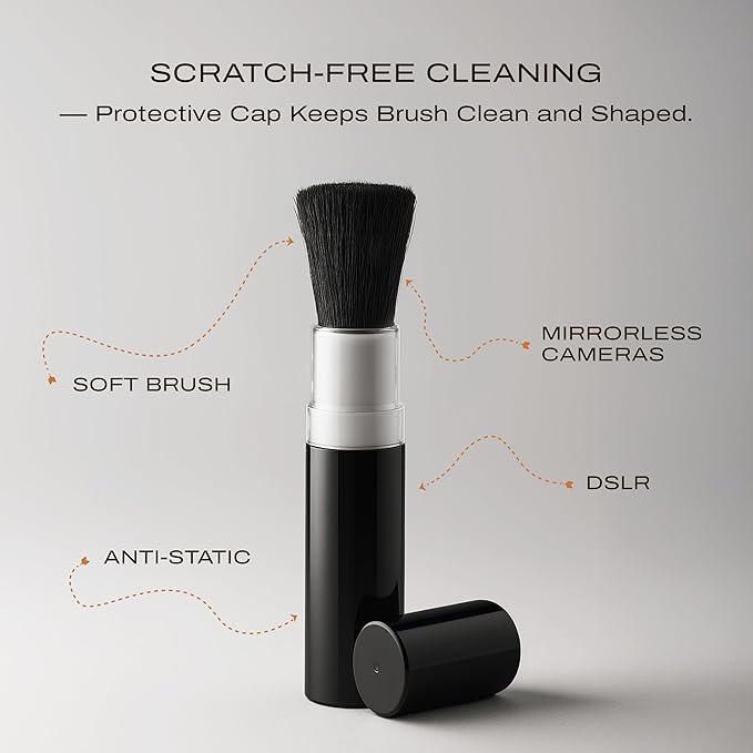 C Coiro Camera Lens Cleaning Kit 3in 1– Lens Cleaner Spray 100ml, Soft Brush & Microfiber Cloth – DSLR, Mirrorless Camera Cleaner Compatible for Canon, Nikon, Sony
