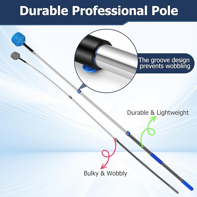 3.3-8 FT Telescopic Extension Pole | Adjustable Aluminum Paint Roller Pole | Universal Twist-On Metal Tip | Sturdy Multi-Purpose Household Tool for Dusting, Painting & High House Cleaning