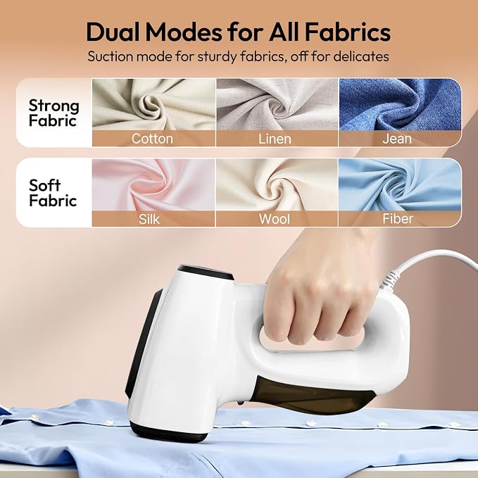 3500Pa Vacuum Steamer for Clothes - 2 in 1 Portable Suction Handheld Vacuum Iron, 30s Rapid Preheating, Auto-off, Light Steamer for Travel/Home, Fathers Day Dad Gifts