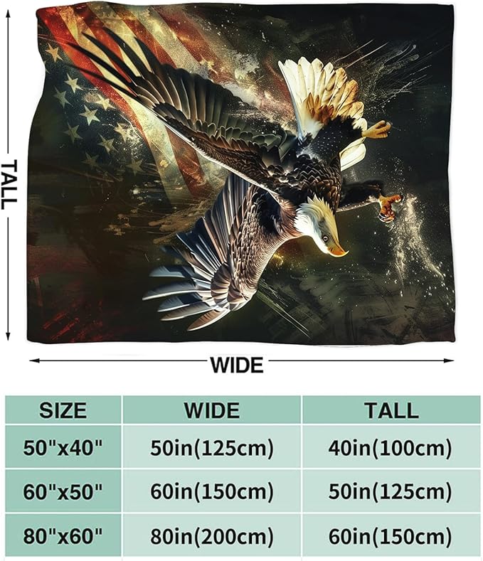 Tijuboni American Eagle Throw Blanket Eagle Gifts for Girls Boys Women Men Kids Adults Soft Flannel Fleece Blanket for Couch Sofa Bed Home Decor 40"x50"