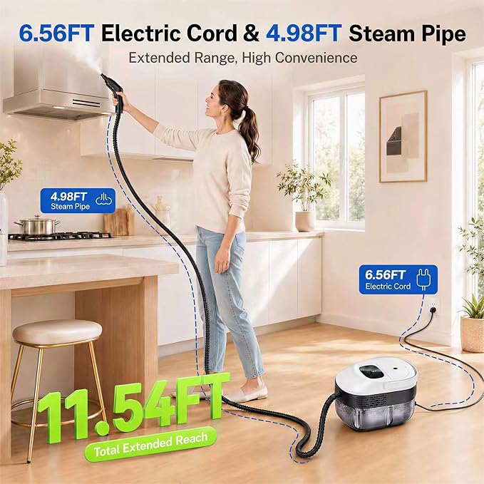 2500W Handheld Steam Cleaner for Home, 15s Heat-Up Hand Held Steamer for Cleaning with 20Pcs Accessories, 54oz(1.6l) Large Tank, Hand Held Steam Cleaner for House, Car, Grout, Tile, Furniture