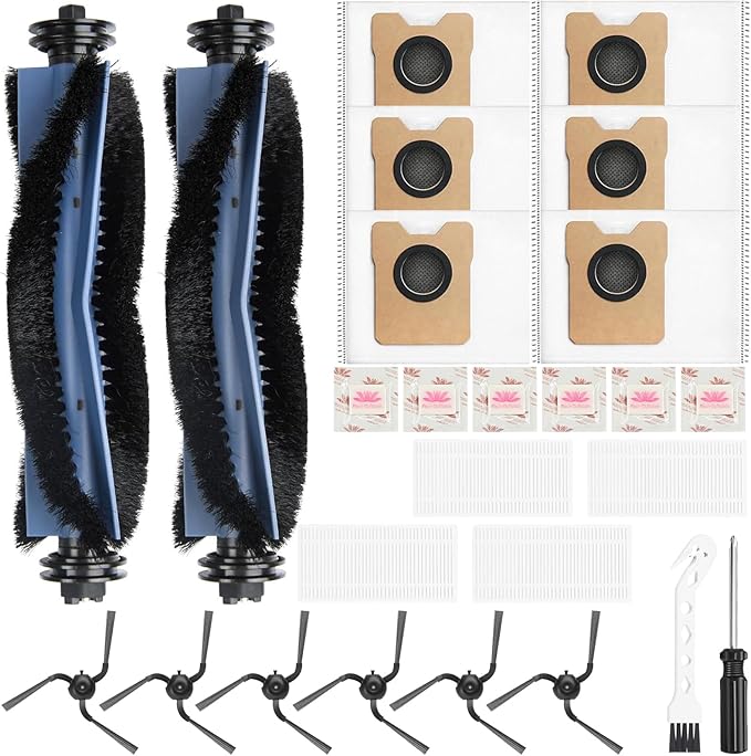 Pure Realm 26 Pack Replacement Accessories Compatible with eufy Robot Vacuum C10，2 Mainbrush 4 Filter 6 Dust Bag 6 Sidebrush 1Cleaning Brush 1Screwdriver,6Scented Stick
