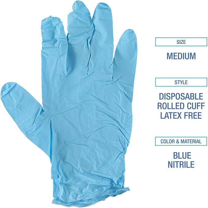 Boardwalk Disposable Examination Nitrile Gloves, Medium, Blue, 5 mil, 1,000/Carton