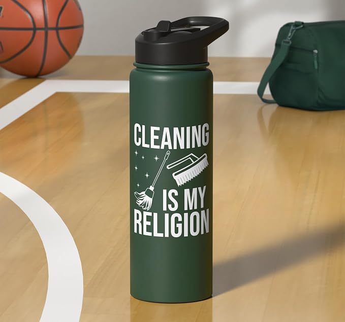 Cleaning is my Religion Cleaning Stainless Steel Insulated Water Bottle