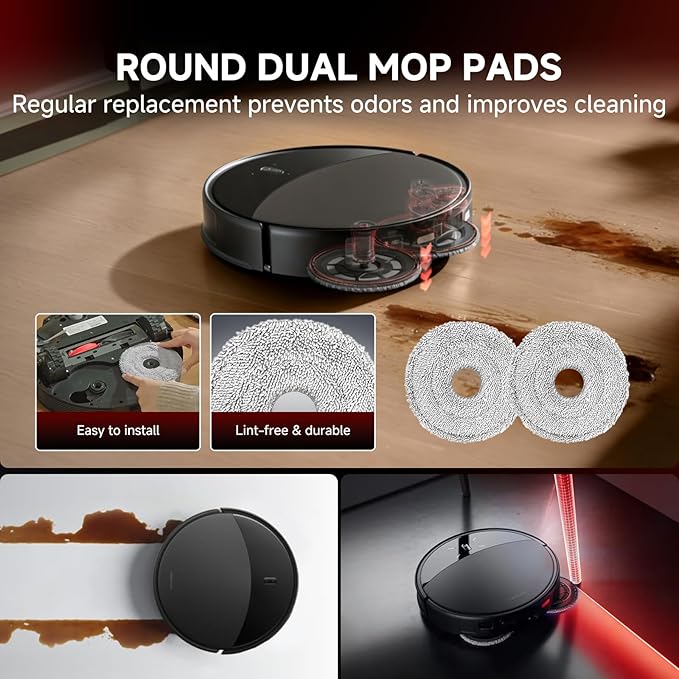 SAROS 20 Accessories for Roborock SAROS 10R/Qrevo CurvX/SAROS 20/Curv 2 Pro /Curv 2 Prox, SAROS 10R Replacement Parts: 2 Roller Brushes, 6 Side Brushes, 8 Mop Pads, 4 HEPA Filters, 6 Dust Bags+Tools