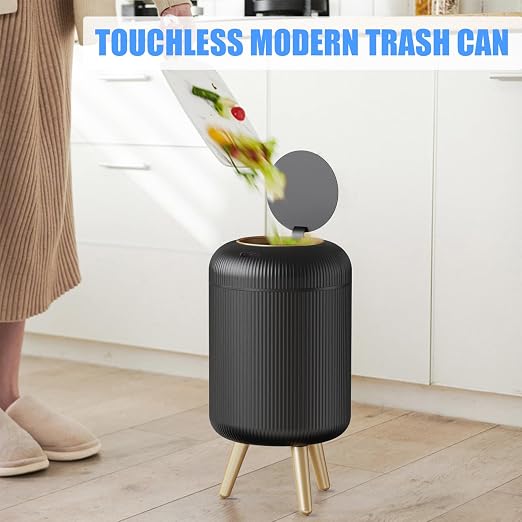 URALFA 3 Gallon White and 3 Gallon Black Motion Sensor Trash Can