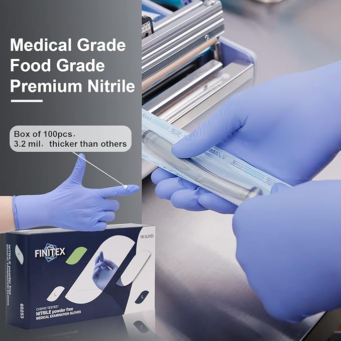 FINITEX Nitrile Disposable Gloves Medical Exam Gloves - 100/1000 PCS Latex-free Examination Purple Chemo Food Glove
