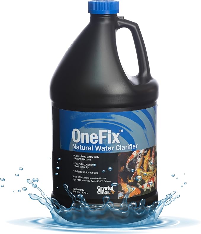 CrystalClear OneFix Beneficial Bio Clarifier Treatment, 1 Gallon | For clear water gardens, small outdoor ponds & fountains; koi fish, plant & pet safe formula