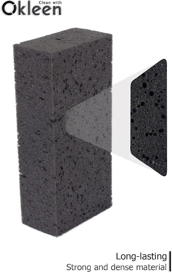 Big Sponge. Made in Europe. 3 Pack, Black. 8.9x4.3x2.4 Inch Extra Large Odorless Commercial Sponge for All Purpose Cleaning