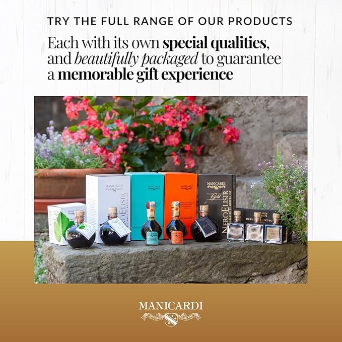 MANICARDI Set of 3 Condiments with Balsamic Vinegar of Modena PGI - Selected with Three Different Degrees of Density - Made in Italy, 100 ml Each