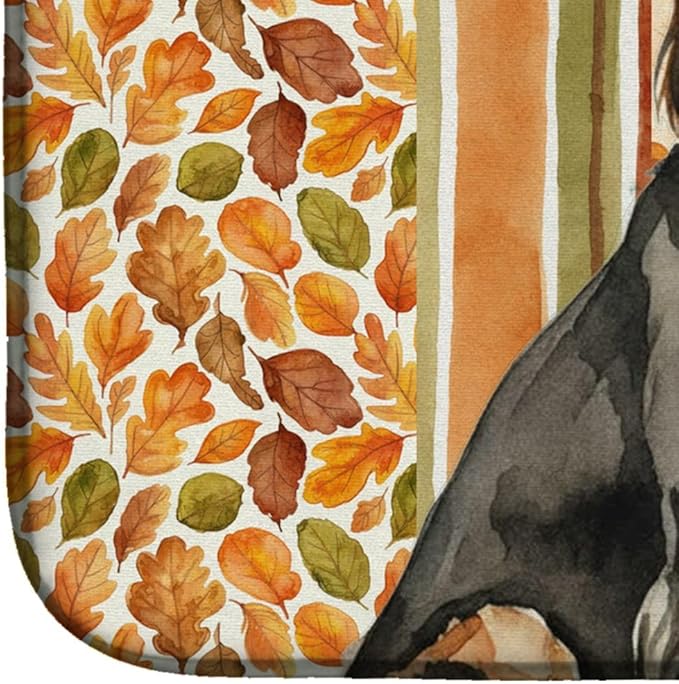 Caroline's Treasures Black & Tan Afghan Hound Heirloom Fall Dish Drying Mat Absorbent Dish Drying Mat Pad for Kitchen Counter Dish Drainer Mat for Countertop, 14 x 21", Multicolor