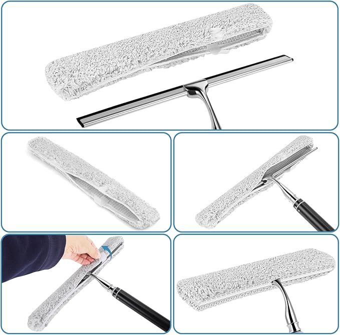 Squeegee Replacement Head for Window Cleaning, Suitable for Windows, Glass Doors, and Mirrors, Shower Scraper Cleaner (Replacement Head Only)