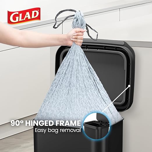 Glad 13 Gallon All Stainless Steel Trash Can with Clorox Odor Protection