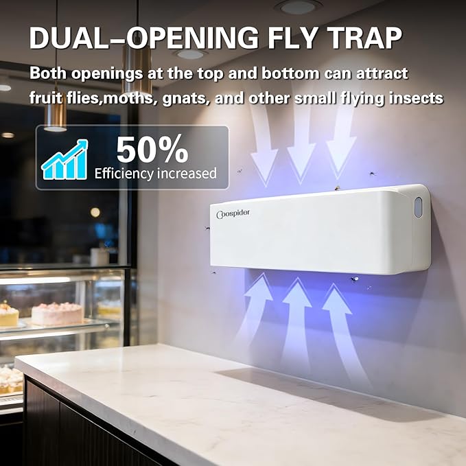 Fly Catcher Indoor,Fruit Fly Traps Indoor for Home,Wall Sconce Fly UV Light Trap for Capturing Flies,Moths, Gnats with 5 Sticky Glue Boards, Bug Catcher Indoor, Light Flying Insect Trap(1pack-White)