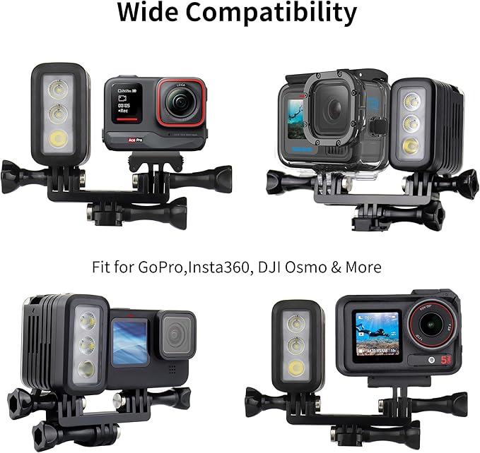 SOONSUN Rechargeable Diving Light - 450 Lumens High Power LED Video Light, Waterproof 164ft, Dimmable Underwater Fill Light for GoPro Hero 13/12/11/10/9/8/7/6/5/4/3+/3, DJI Osmo Action 4 5 Pro Camera