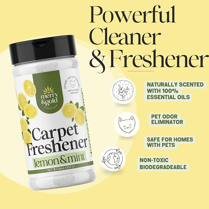 Carpet Deodorizer & Freshener Powder, Lemon + Mint, Shakers 16 oz | 2 Pack, Pet Odor Eliminator for Strong Odors & Pet Urine, Safe for Homes with Pets, Made in USA