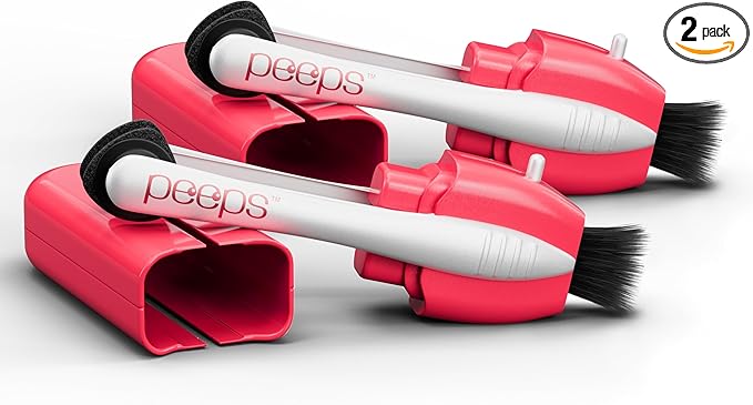 Peeps Glasses Cleaner - for Eyeglasses, Reading Glasses, and More - Lens Cleaner with Carbon Microfiber Tech-Injected Pink-2 Count (Pack of 1)