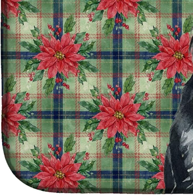 Caroline's Treasures Standard Schnauzer Christmas PoinsettIas Dish Drying Mat Absorbent Dish Drying Mat Pad for Kitchen Counter Dish Drainer Mat for Countertop, 14 x 21", Multicolor